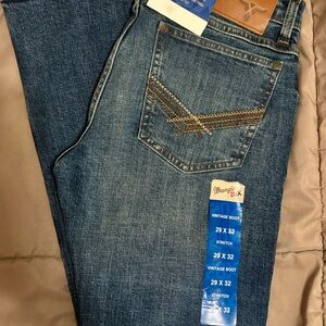 Wrangler 20X Blue Slim Jeans with Gold Stitching